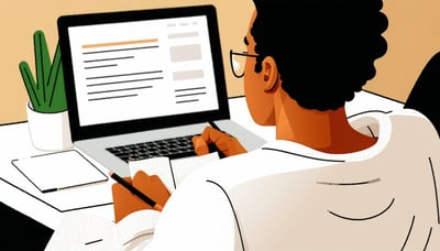 Illustration of a person studying online with digital resources